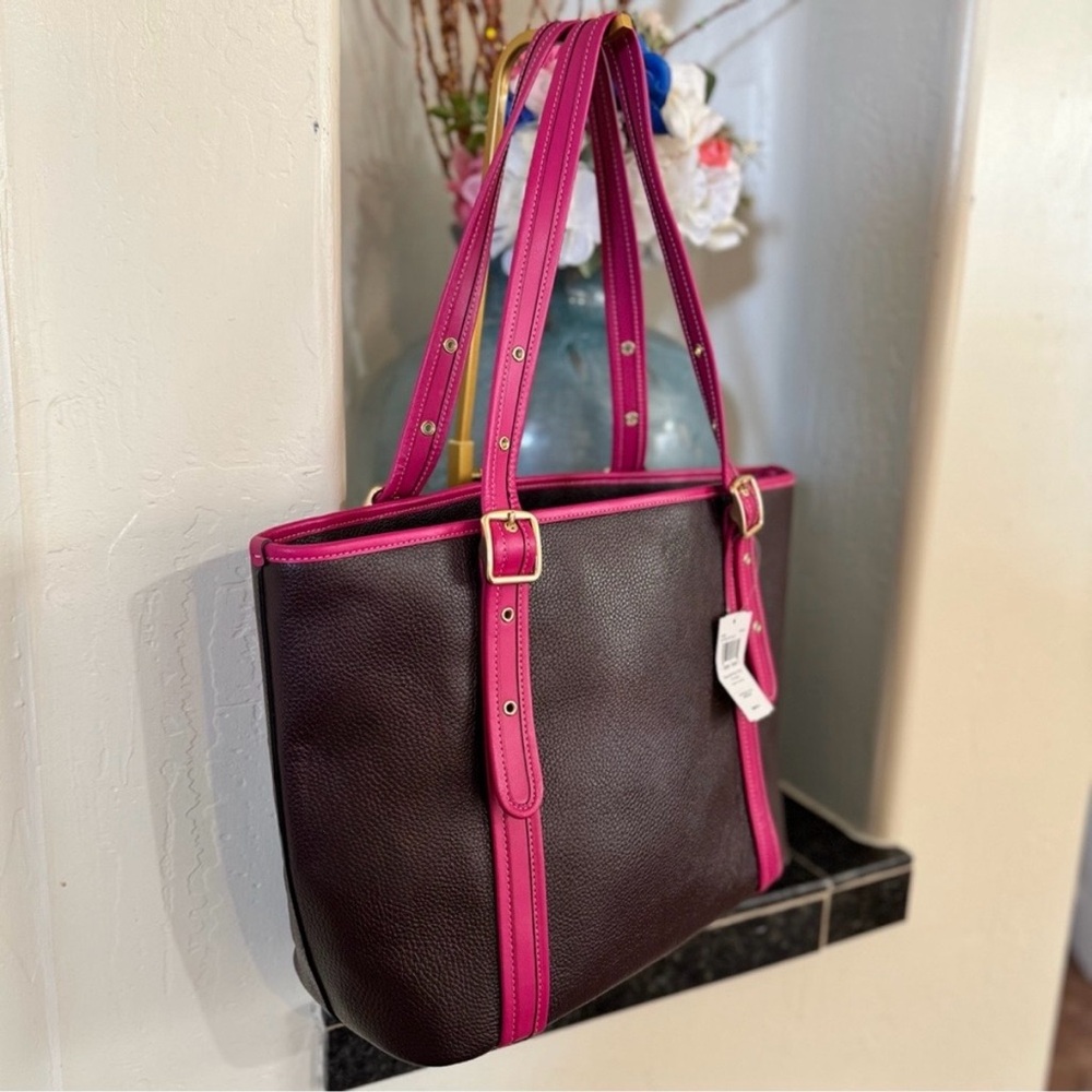 Coach Ashton Tote Bag #CM080 Oxblood & Fuchsia Pebble Leather $450 Retail - NWT - Picture 5 of 14